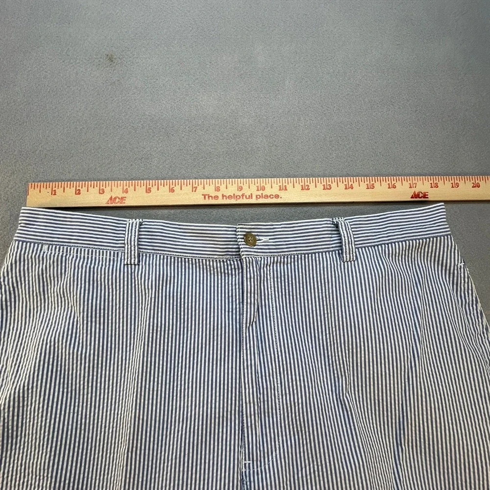 Mens Polo Lauren Blue White Seersucker Striped Cotton Pants 36x30 Preppy Summer